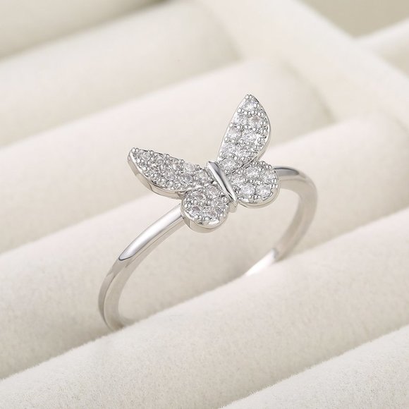 Sweet Refine Butterfly Romantic Simple Silver Ring for Women, PD604 - Picture 4 of 7